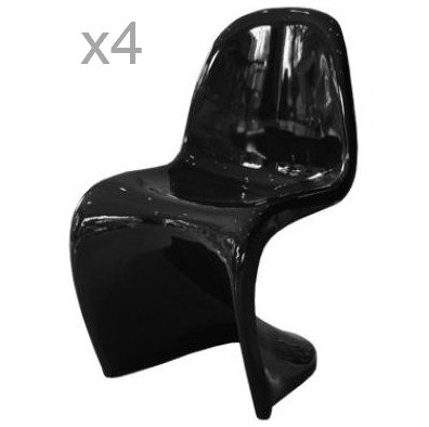 Lot de 4 chaises Panton Noir